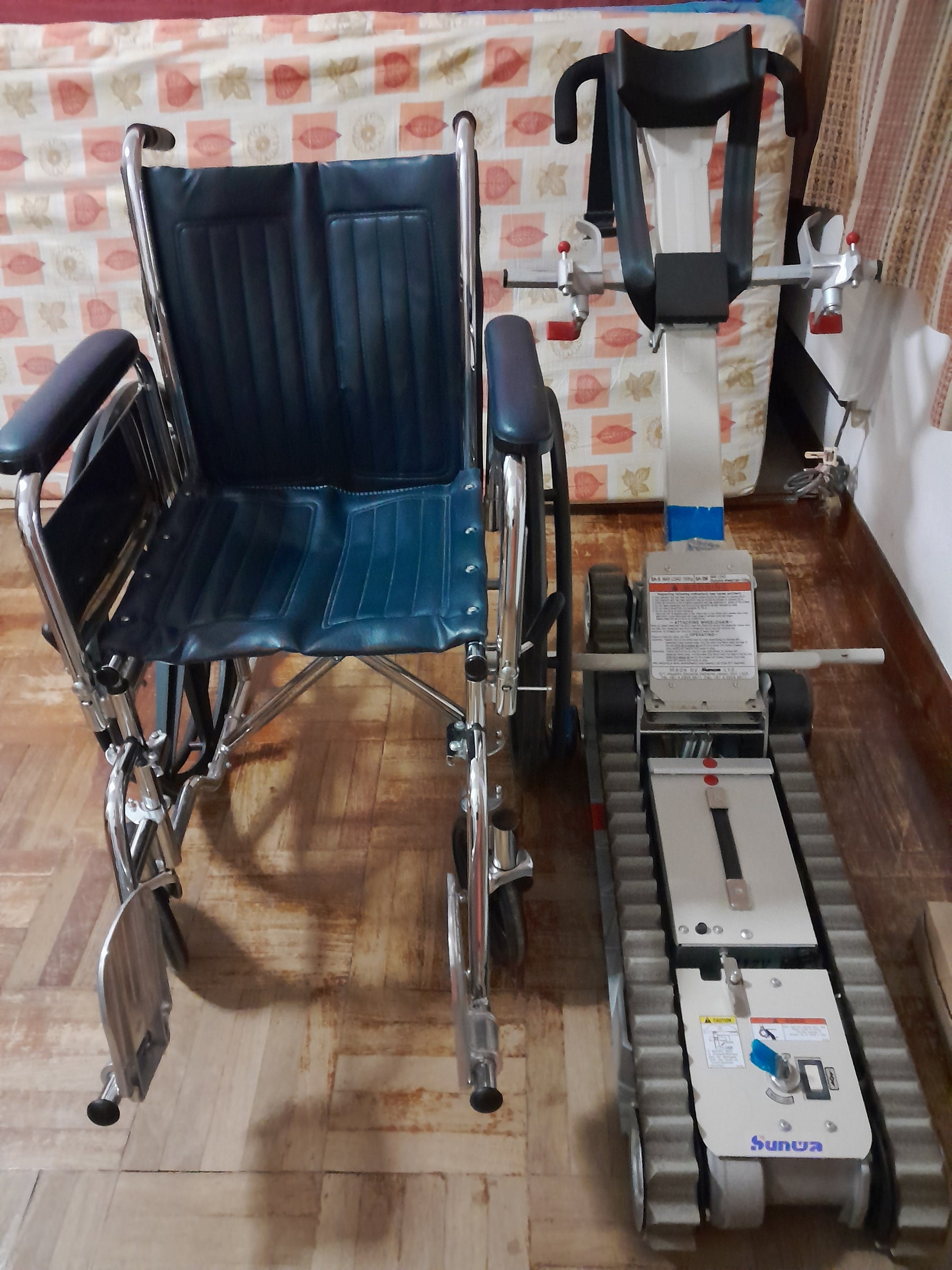 Second Hand Sunwa Stairclimber & Chrome Wheelchair 16" (PLS SEE DESCRIPTION)