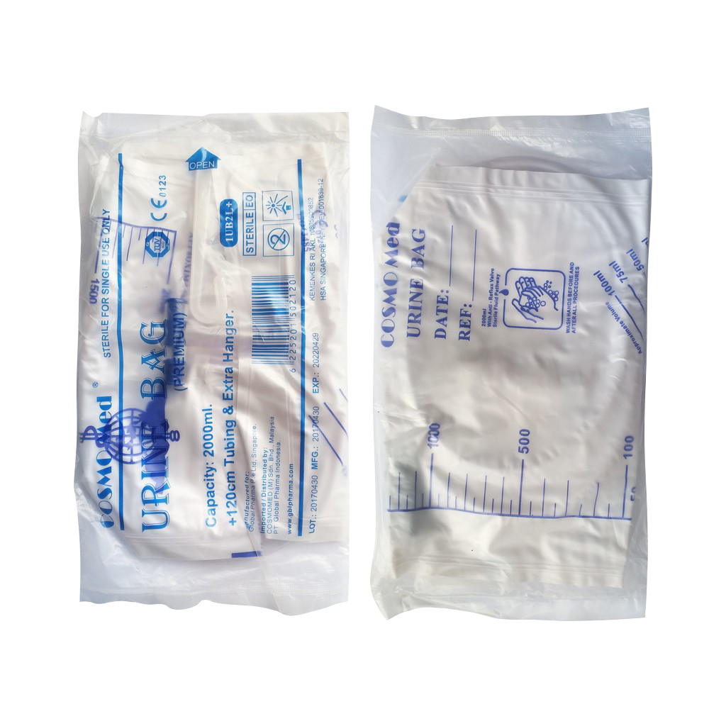 Cosmo Med Sterile Urine Bag 2000ml with 120cm Tubing