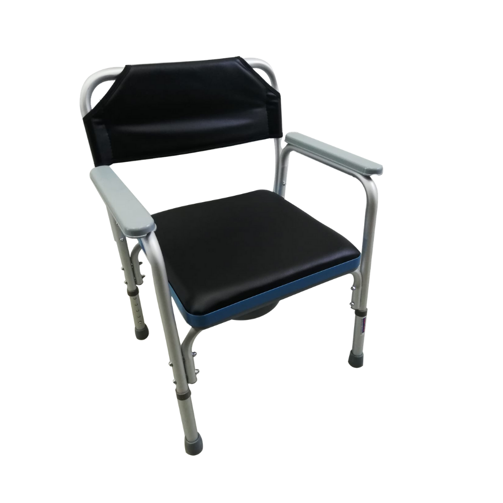 Aluminium Stationary Commode With PVC Seat Cushion