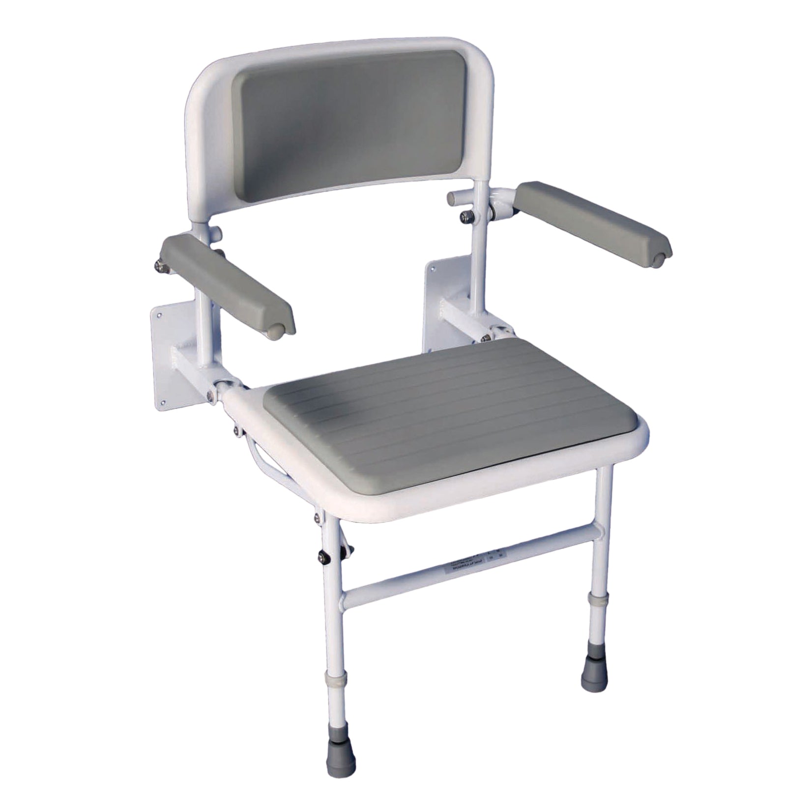 Wall-Mounted Padded Shower Seat with Armrest Backrest Dnr Wheels