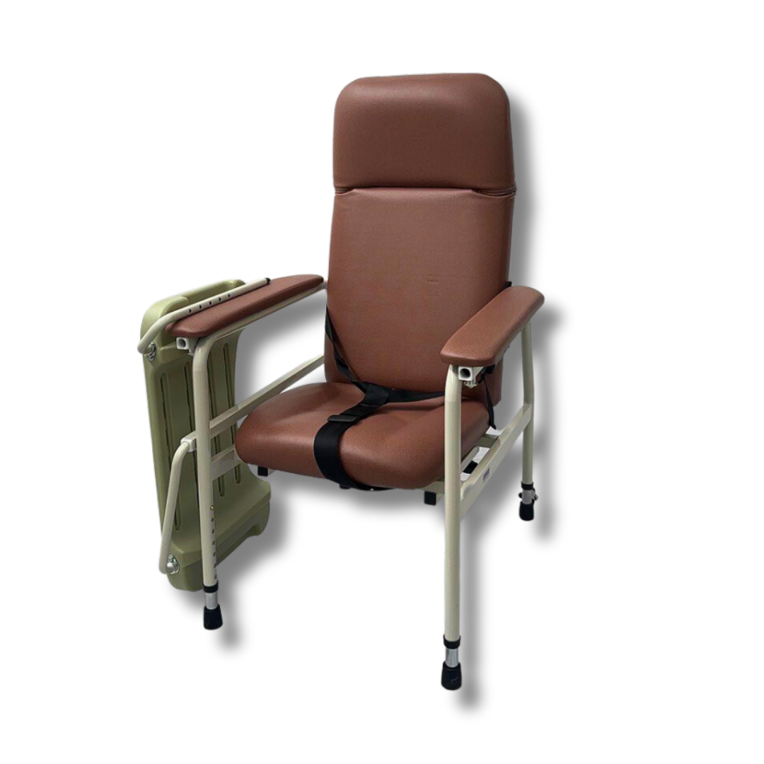 Height Adjustable Stationary Geriatric Chair with Tray Dnr Wheels