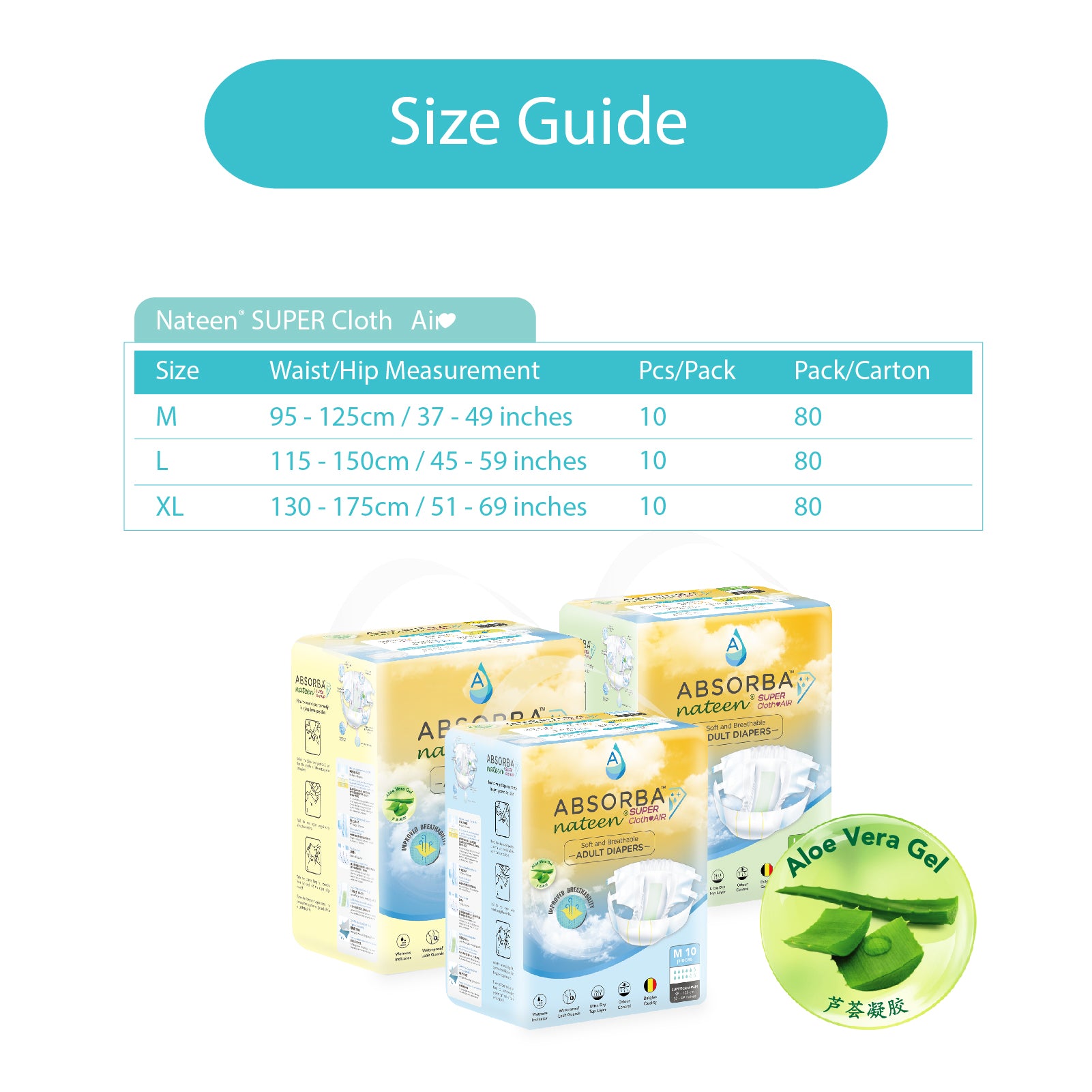 Absorba Nateen Super ClothAir Diapers