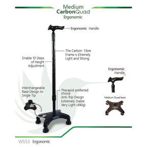 Smart Carbon Quad Cane