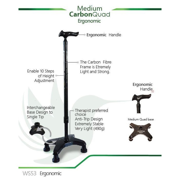 Smart Carbon Quad Cane