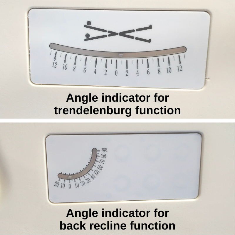 5 Functions Bed with Quad Rails angle indicator