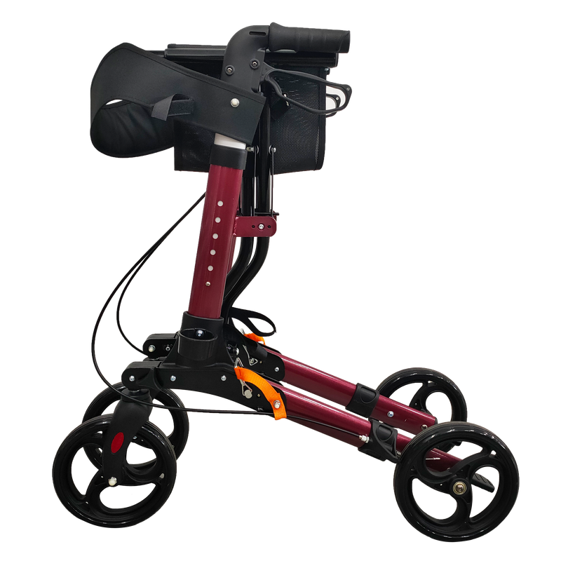 Euro 4-Wheel Foldable Aluminium Rollator side view folded