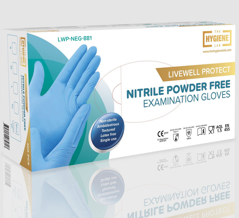 Livewell Nitrile Powder Free Examination Gloves PPE CAT III