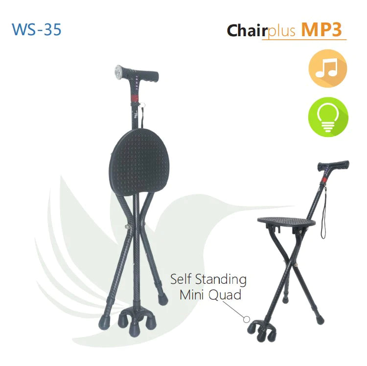 Chairplus with MP3 Handle (Smart Cane with Auto Fall-Alarm) WS35