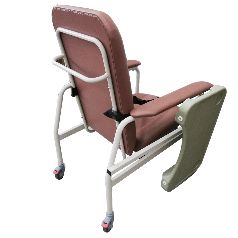Mobile Non-Recline Geriatric Chair With Tray rear view