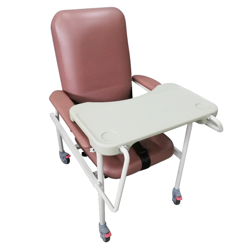 Mobile Non-Recline Geriatric Chair With Tray
