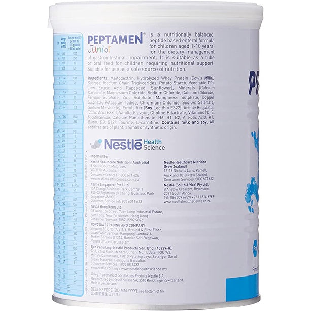 Nestle Peptamen Junior 400g ingredients