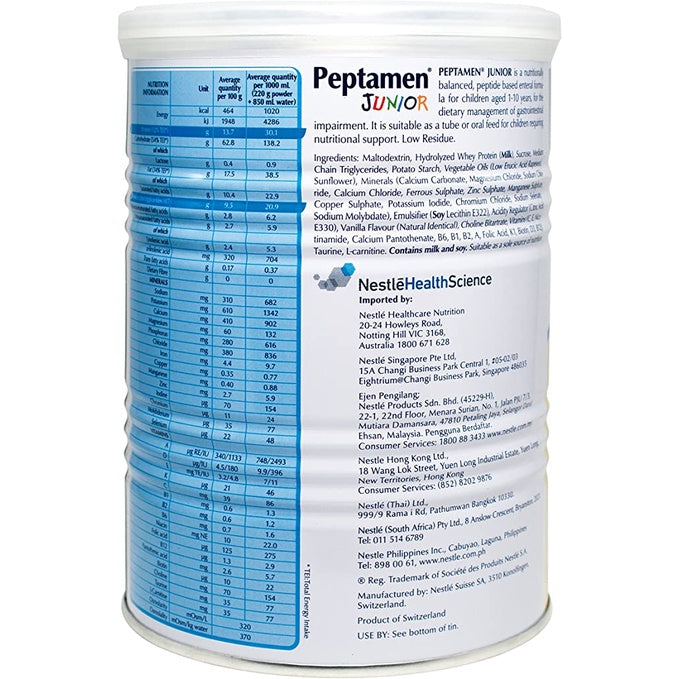 Nestle Peptamen Junior 400g ingredients