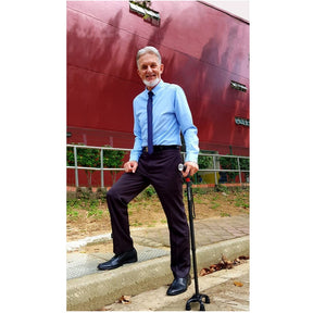 Smart Walking Stick with Small Carbon Quad WS45 (MP3 Handle with Radio & Auto Fall Alarm)