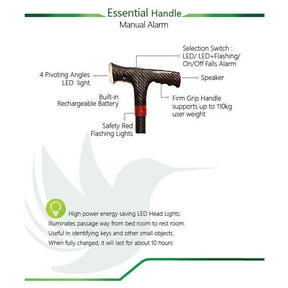 Smart Walking Stick with Medium Carbon Quad WS54 (Essential Handle with Manual Alarm)