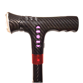 Smart Walking Stick with Small Carbon Quad WS45 (MP3 Handle with Radio & Auto Fall Alarm)